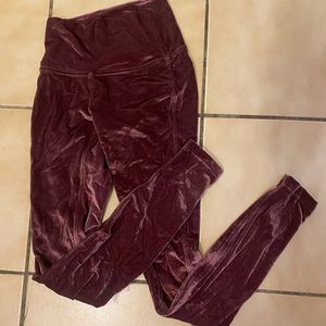 Lululemon leggings full length dark pink velvet like new 2 wunder lounge